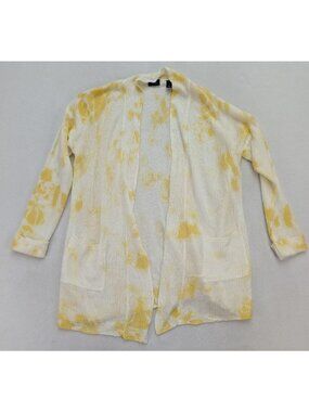 Daytrip Women's Cardigan Sweater Size S Yellow Tie Dye Lightweight Bohemian